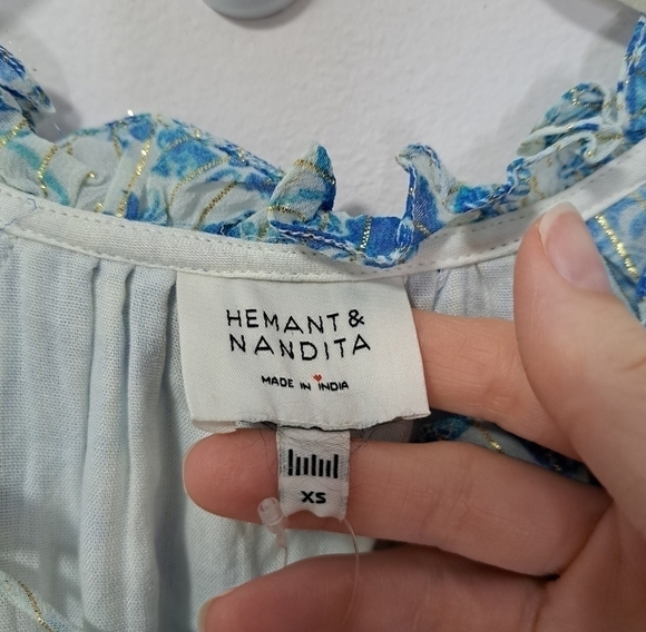 Hemant & Nandita Kaiyo blue floral dress XS NWT - Picture 4 of 8